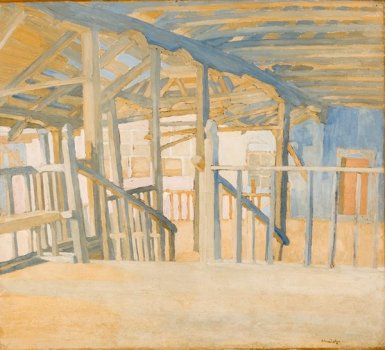 Καρυές, χαγιάτια στο Πρωτάτο, 1924. Λάδι σε χαρτόνι, 50x56,5 εκ.