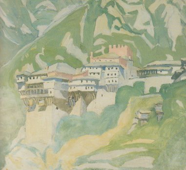 Μονή Διονυσίου, 1924 λάδι σε χαρτόνι, 50x56 εκ.