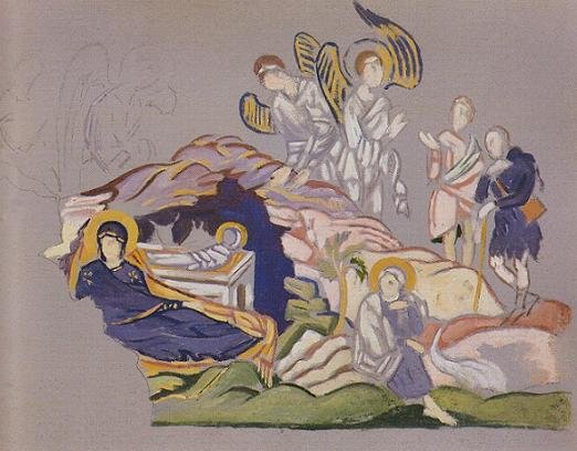 "Γέννηση του Χριστού [μελέτη]", 1905-1907, τέμπερα σε χαρτί 28x32 εκ. ιδιωτική συλλογή