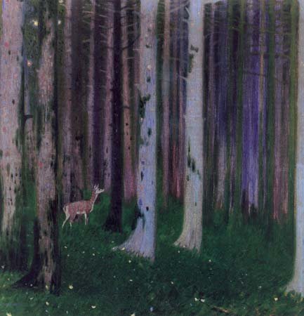 "Ελάφι σε πυκνό δάσος", π. 1900, λάδι σε καμβά, 54x55 εκ. συλλογή Εμφιετζόγλου