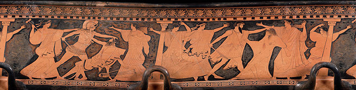  Αρχαϊκή Αγγειογραφία, Ζωγράφος της Δοκιμασίας Ο Αίγισθος σκοτώνει τον Αγαμέμνονα, ο Ορέστης σκοτώνει τον Αίγισθο