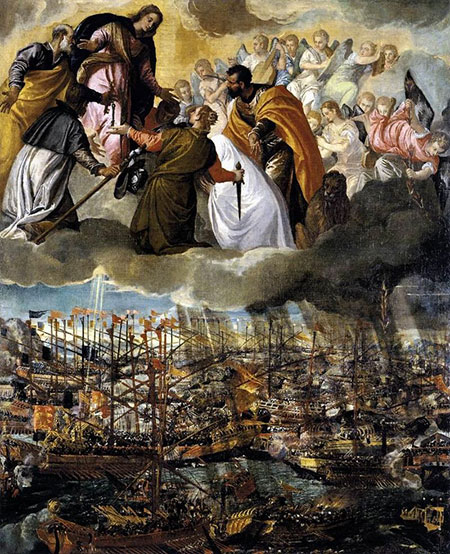Η «Ναυμαχία της Ναυπάκτου Πίνακας του Πάολο Βερονέζε (550Χ500), Ακαδημία Καλών Τεχνών Βενετίας