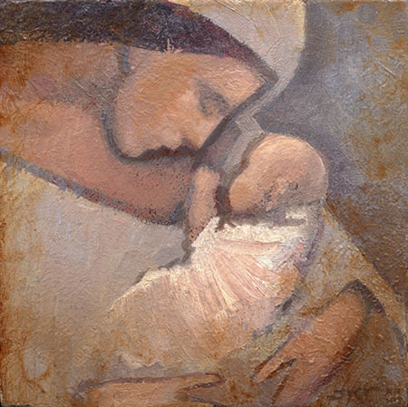 Μητέρα και παιδί (Χειμώνας), 2007, πίνακας του J. Kirk Richards