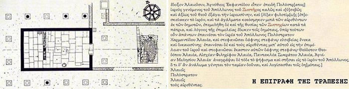 Nαός του Απόλλωνα Ζωστήρα - Η Επιγραφή της Τραπέζης