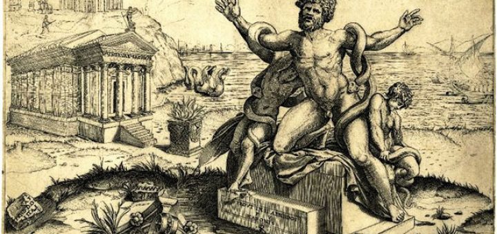 Ο Λαοκόων και οι δύο γιοι του καθώς τυλίγονται από τα δύο φίδια.