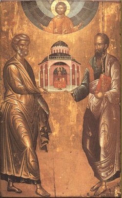 Απόστολοι Πέτρος και Παύλος - 17ος αιώνας μ.Χ. (Η εικόνα προέρχεται από τη Μονή του Σωτήρος της νήσου Πριγκήπου) - Φανάρι, Κωνσταντινούπολη