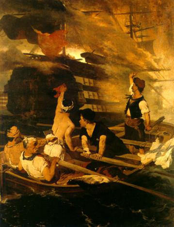 "Η πυρπόληση της τουρκικής ναυαρχίδας απ τον Κανάρη" 1873