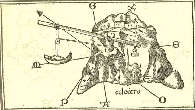  Ξυλογραφία του B. Bordone., «Το νησί Καλόγερος», 1537