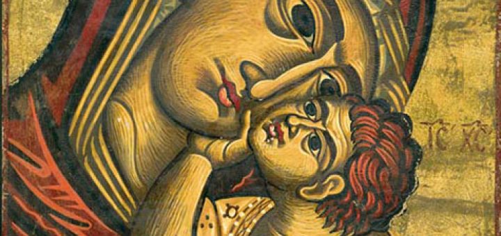 Παναγία η Γλυκοφιλούσα, [1949] αβγοτέμπερα και φύλλο χρυσού σε ξύλο 25 x 20 εκ.