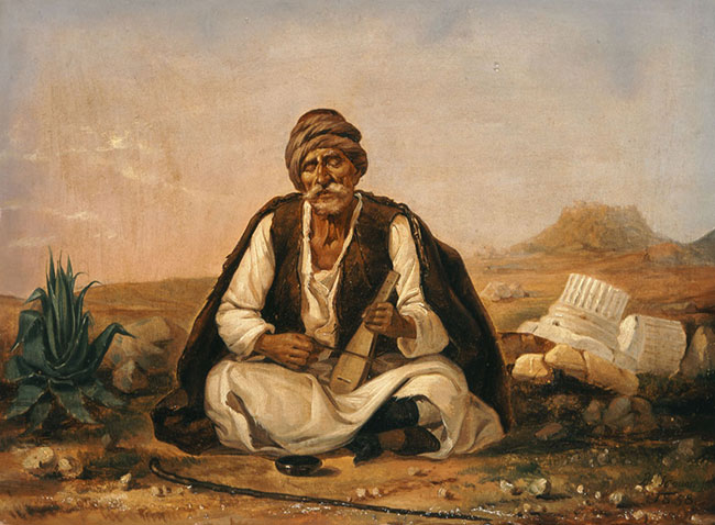 Τσόκος Διονύσιος - Γέρος αγωνιστής που παίζει λύρα, 1858, Εθνική πινακοθήκη-Μουσείο Αλεξάνδρου Σούτσου