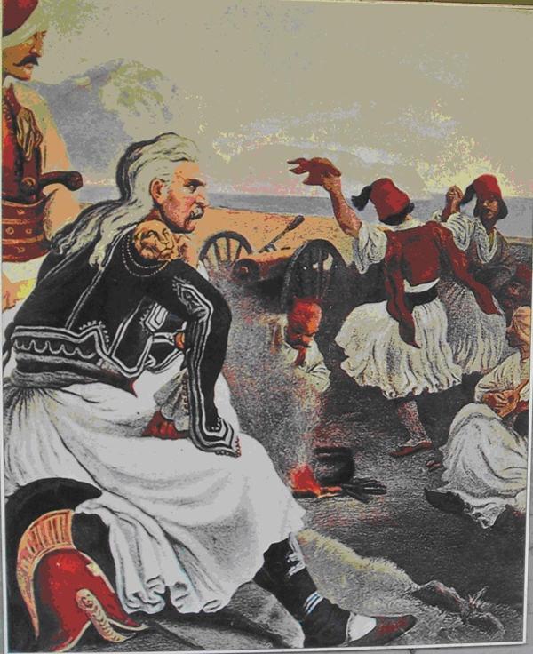 Men during the Greek War of Independence dancing Tsamiko