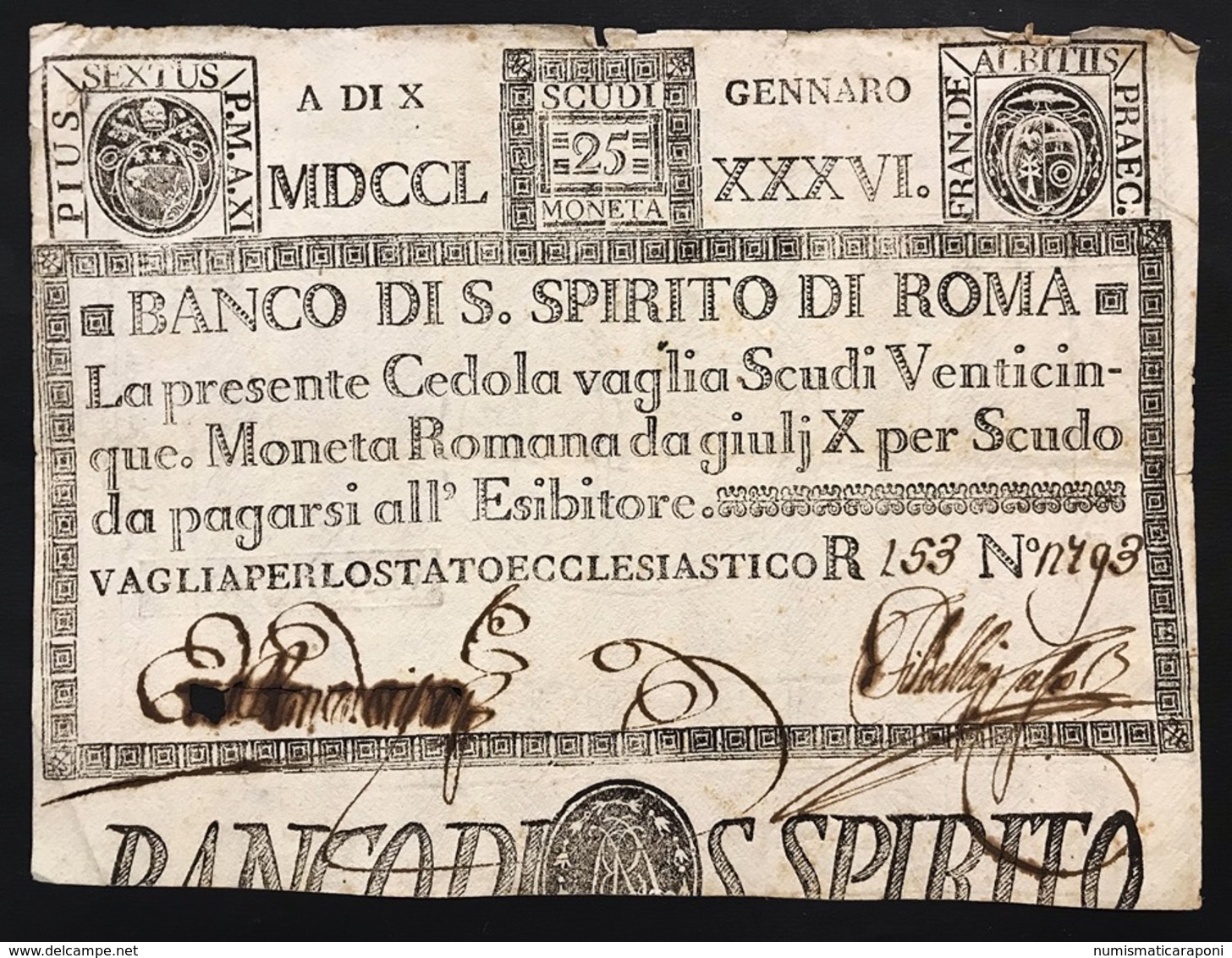 Banknote Vatikan Cinque