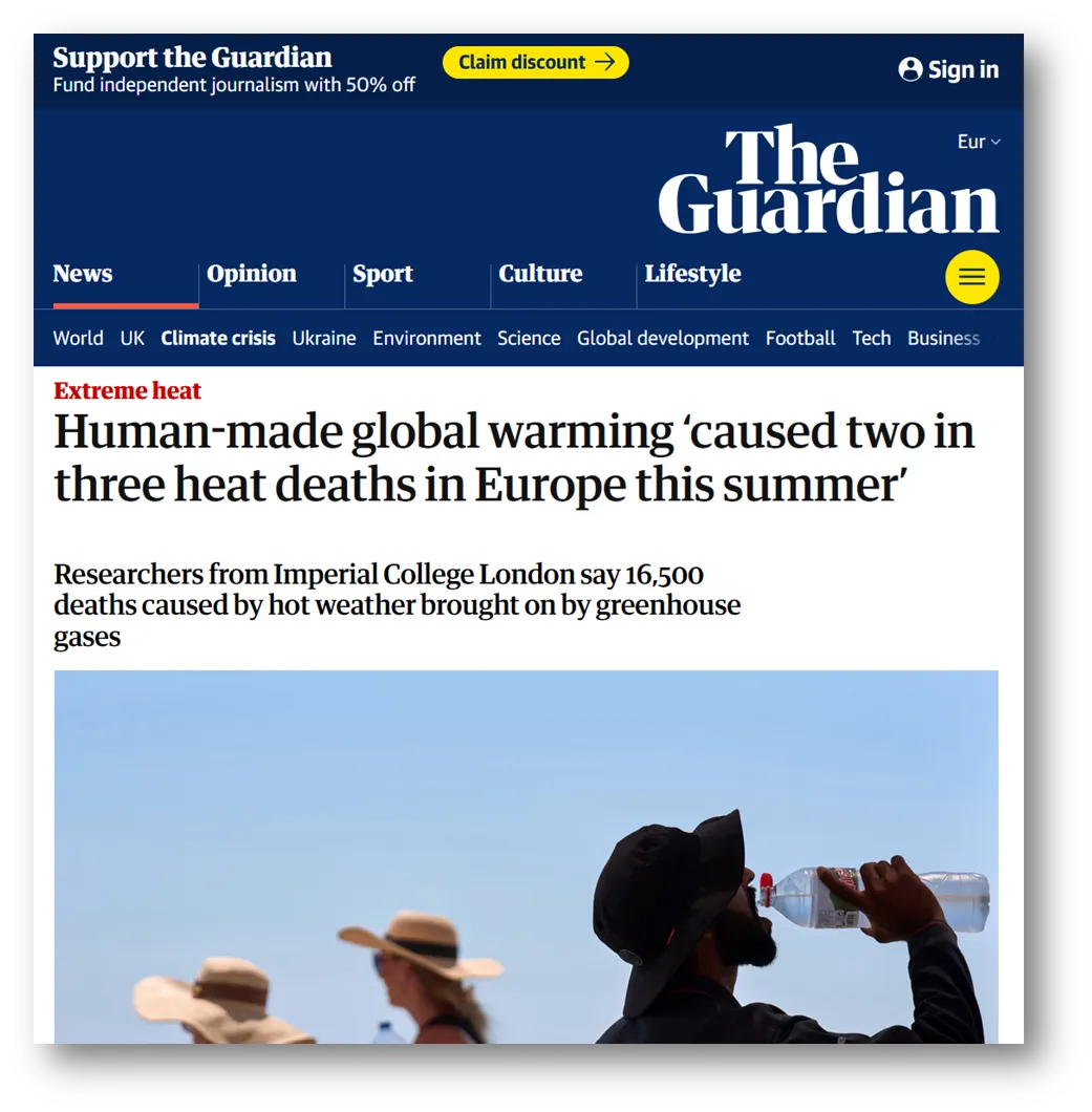 Άρθρο από την The Guardian για το θάνατο ανθρώπων από την κλιματική αλλαγή