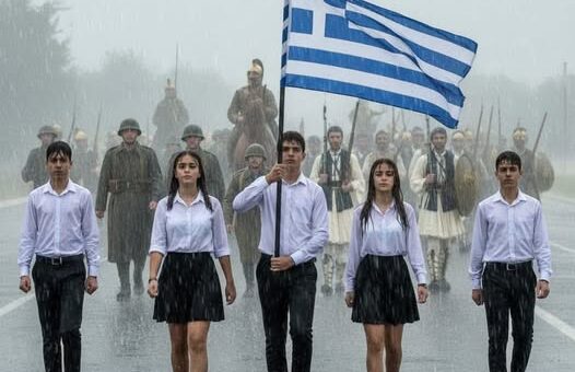 Μαθητική Παρέλαση υπό βροχή...τα παιδιά δεν ήταν μόνα τους