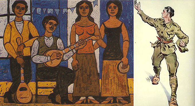 Σύνθεση ζωγραφικών έργων του Γιώργου Σικελιώτη και του Αλέξανδρου Αλεξανδράκη.